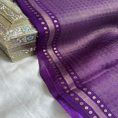 Purple Tissue Muslin Silk Saree www.vayatistudio.com.