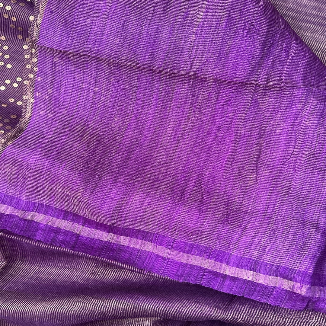 Purple Tissue Muslin Silk Saree www.vayatistudio.com.