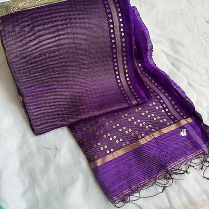 Purple Tissue Muslin Silk Saree www.vayatistudio.com.