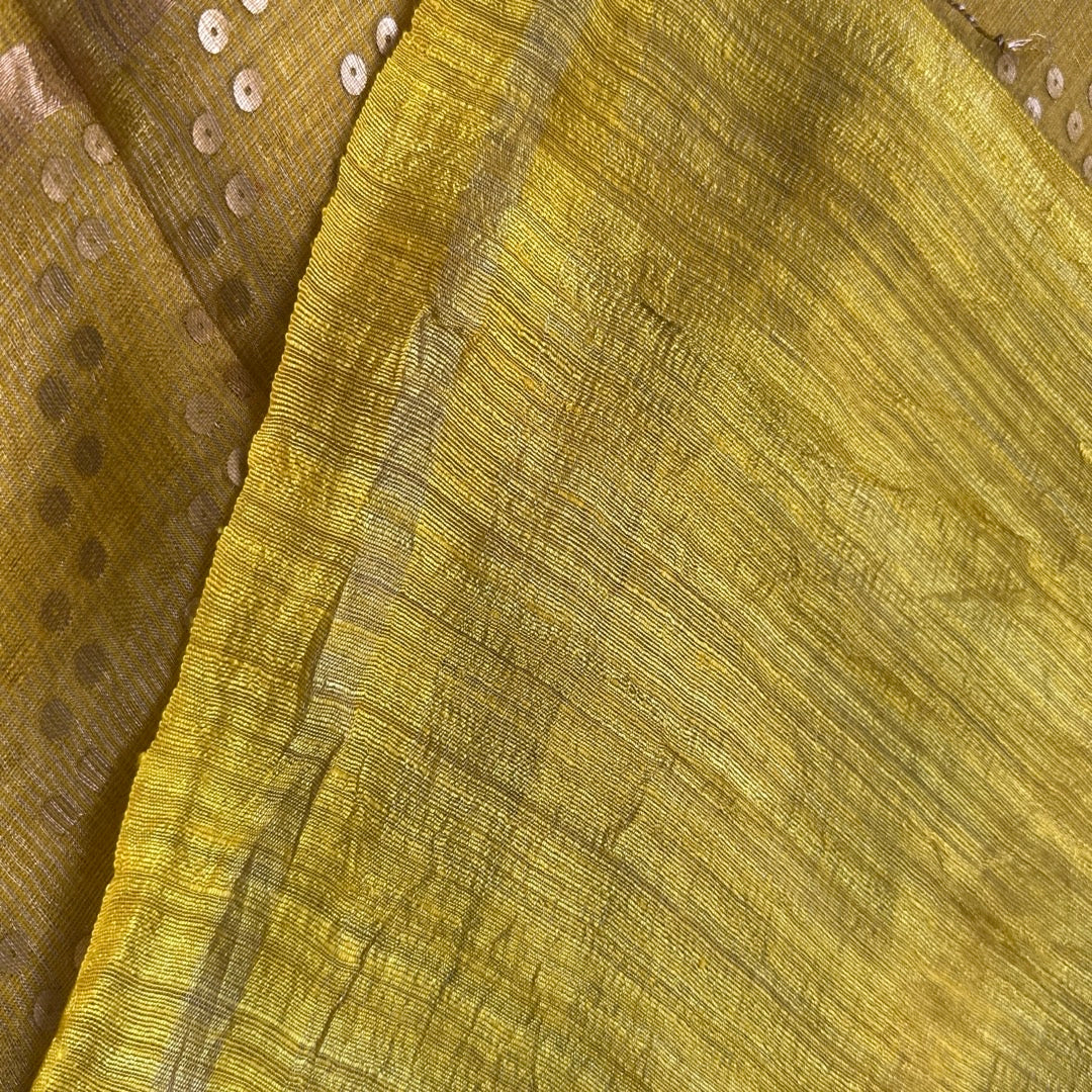 Yellow Tissue Muslin Silk Saree www.vayatistudio.com.