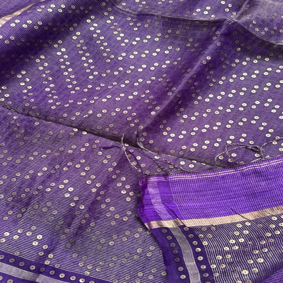 Purple Tissue Muslin Silk Saree www.vayatistudio.com.