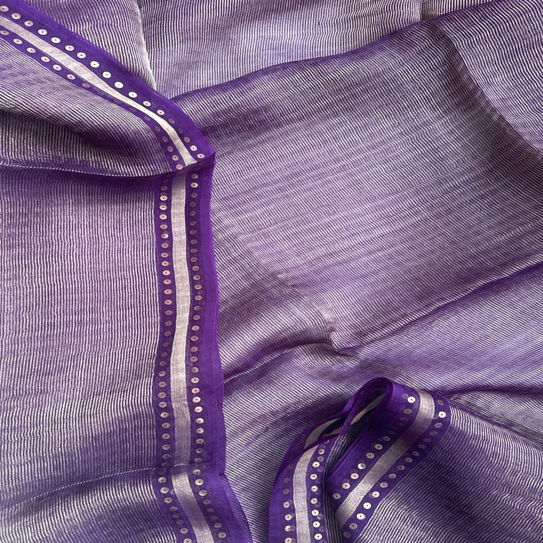 Purple Tissue Muslin Silk Saree www.vayatistudio.com.