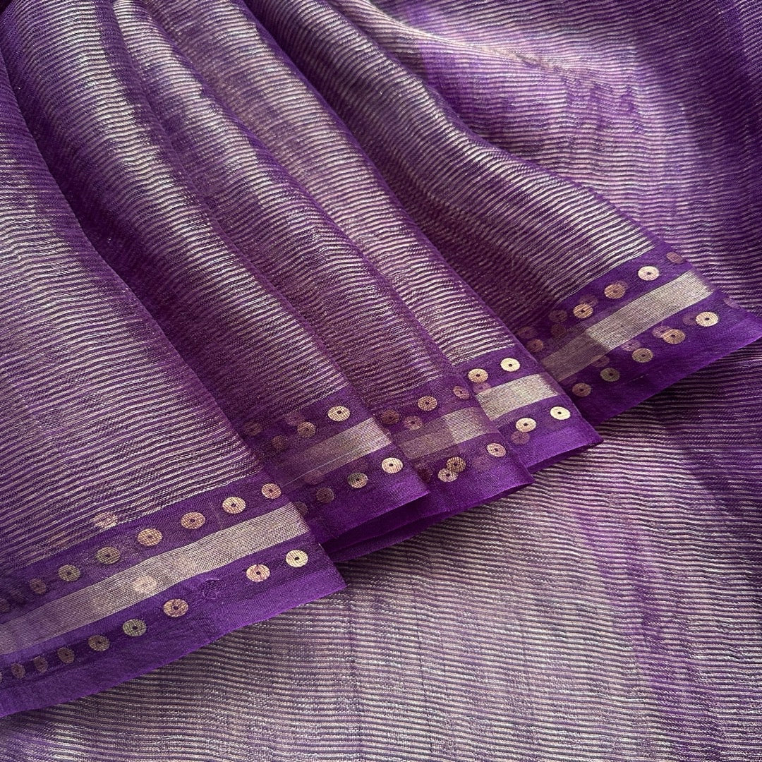 Purple Tissue Muslin Silk Saree www.vayatistudio.com.